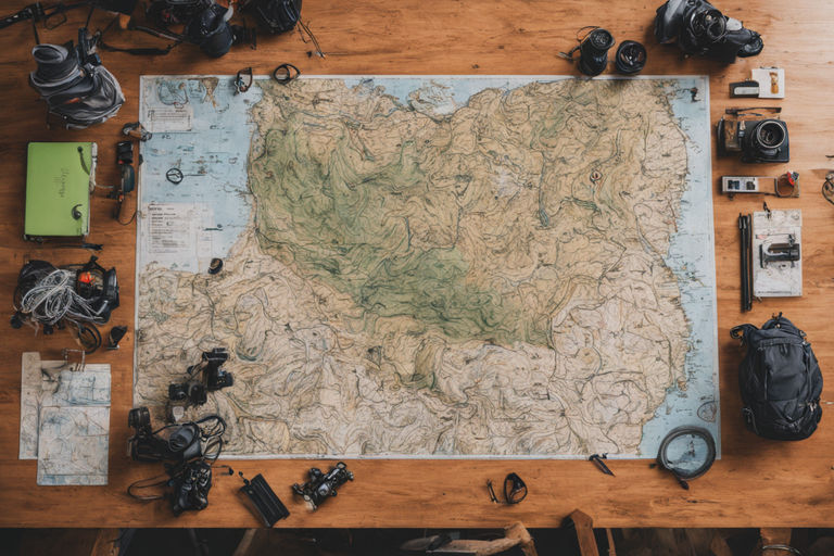 Image of a map used to plan a bikepacking trip